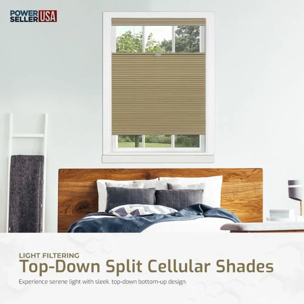 Cordless Window Blinds Cellular Top-Down Bottom-Up Honeycomb Pleated 3/8